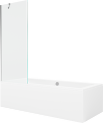 Vanna ar sieniņu, brīvi novietots Mexen Cube, 170 cm x 80 cm x 39 cm, taisnstūris, caurspīdīga krās./balta krās.