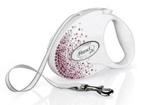 Автоматический поводок Flexi Glam Splash 2236, белый цв./розовый цв., M 5м