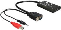 Adapteris Delock VGA Male, HDMI female, 0.23 m, melna krās.