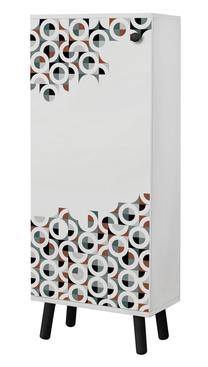 Batų spintelė Kalune Design Vegas SB 958, balta sp./juoda sp., 38 cm x 50 cm x 135 cm