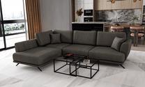 Kampinė sofa Larde Flores 5, tamsiai pilka sp., kairinė, 191 x 276 cm x 90 cm