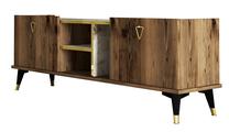 ТВ стол Kalune Design Allegra, золотой цв./черный цв./ореховый цв., 150 см x 34 см x 52 см