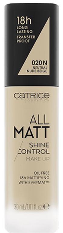 Skystas makiažo pagrindas Catrice All Matt Shine Control Make Up, 020 n neutral nude beige, 30 ml
