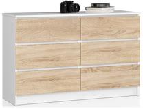 Komoda Akord K120, balta sp./rusva sp., 77 cm x 120 cm x 40 cm