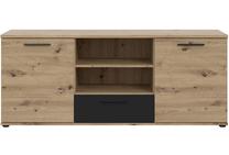 ТВ стол Forte, дубовый цв./черный цв., 52.3 см x 154.8 см x 63.2 см