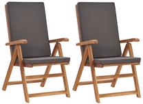 Lauko kėdžių rinkinys VLX Reclining 48982, medžio sp./pilka sp., 71.5 cm x 57 cm x 104 cm, 2 vnt.