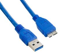 Vads 4World USB 3.0 A male, Micro USB 3.0 B male, 1 m, zila krās.