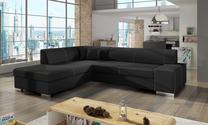 Kampinė sofa Porto Sawana 14, juoda sp., kairinė, 217 x 278 cm x 74 cm
