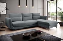 Kampinė sofa Silva Velvetmat 4, pilka sp., dešininė, 201 x 276 cm x 100 cm