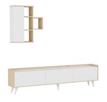 Svetainės baldų komplektas Kalune Design Zarif, vidaus, ąžuolo sp./balta sp.