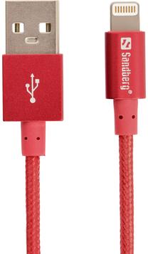 Vads Sandberg USB, Apple Lightning, 1 m, sarkana krās.