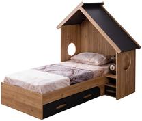 Lova viengulė Kalune Design Sultan, 90 x 190 cm, antracito sp./riešuto sp., be čiužinio, su grotelėmis