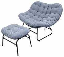 Sodo krėslas su suoleliu kojoms Besk, pilka sp., 103 cm x 115 cm x 90 cm, 2 vnt.