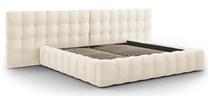 Lova dvigulė Micadoni Home Mamaia Velvet Double Headboard, 180 x 200 cm, šviesiai ruda sp., be čiužinio, su grotelėmis