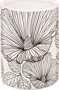 Стакан для зубных щеток 5five Blackflora, белый цв./черный цв., 7.8 см x 11 см x 7.8 см