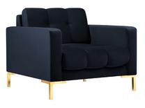 Krėslas Micadoni Home Mamaia Velvet, aukso sp./tamsiai mėlyna sp., 87 cm x 92 cm x 78 cm