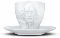 Puodelis su lėkštute Lumarko Fiftyeight Talent William Shakespeare, balta sp., 0.26 l