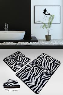Vonios kilimėlių rinkinys Foutastic Striped 359CHL4465, balta sp./juoda sp., 100 cm x 60 cm