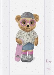 Pārtinamā virsma Ceba Baby Fluffy Puffy Lea, 70 cm x 50 cm, balta krās./rozā krās.