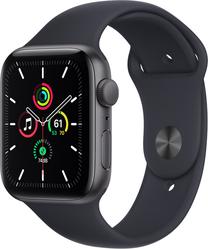 Viedais pulkstenis Apple Watch SE GPS, 44mm Space Grey Aluminium Case with Midnight Sport Band - Regular, melns krās.