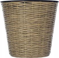 Gėlių vazonas OTE Flower Pot D009-W38, plastikinis/ratanas, 41.5 cm x 41.5 cm, Ø 41.5 cm, ruda sp.