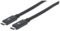 Vads Manhattan Type-C To Type-C USB Type-C, USB Type-C, 1 m, melna krās.