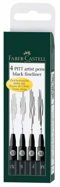 Rašiklis Faber PITT Artist, juoda sp., 0.7 mm, 4 vnt.