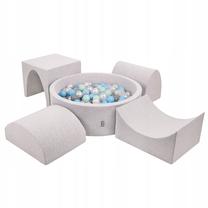 Бассейн с шариками, набор KiddyMoon Foam Version 1, ⌀ 90 см, 300 шт, прозрачный цв./синий цв.