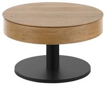 Kavos staliukas MC Akcent Tanger, ruda sp./juoda sp., 75 cm x 75 cm x 47 - 65 cm