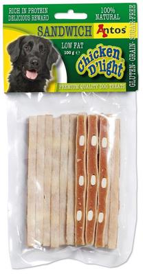 Skanėstas šunims Antos Chicken D’light Sandwich, žuvis/vištiena, 0.1 kg