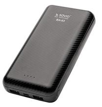 Lādētājs-akumulators (Power bank) Savio, 20000 mAh, melna krās.