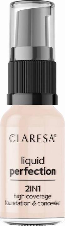 Makiažo pagrindas, maskuoklis Claresa Liquid Perfection 2in1, 101 light, 18 g