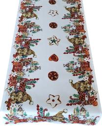 Kalėdinis stalo takelis stačiakampė OS321-01, ruda sp./balta sp./raudona sp., 50 x 100 cm