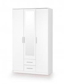 Spinta Lima S-3, balta sp./šviesiai pilka sp., 120 cm x 52 cm x 205 cm, su veidrodžiu