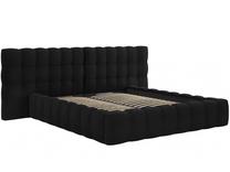 Lova dvigulė Micadoni Home Mamaia Velvet Double Headboard, 180 x 200 cm, juoda sp., be čiužinio, su grotelėmis