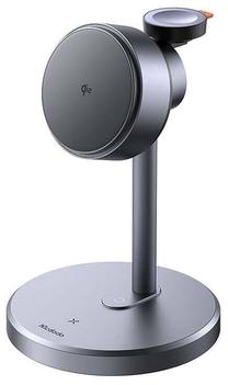 Belaidis indukcinis įkroviklis Mcdodo CH-2460, USB Type C/Wireless/MagSafe, 15.6 cm, pilka sp., 33 W