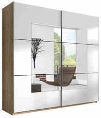 Spinta Helvetia Beta 56, ąžuolo sp./balta sp., 180 cm x 61 cm x 210 cm, su veidrodžiu