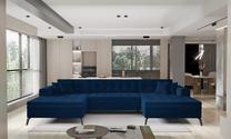 Kampinė sofa Vertizo Velvetmat 40, tamsiai mėlyna sp., 350 x 170 cm x 93 cm