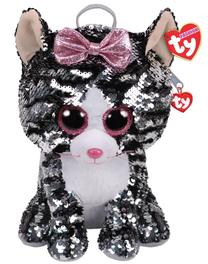 Mīkstā rotaļlieta TY Fashion Plush Sequin Backpack Kiki Cat, melna krās., 33 cm