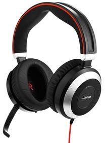 Vadu austiņas Jabra Evolve 80 Duo MS, melna krās./sarkana krās.