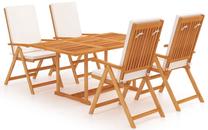 Āra mēbeļu komplekts VLX Dining 5 Piece Set, krēmkrāsas krās./brūns krās., 4 sēdvietas