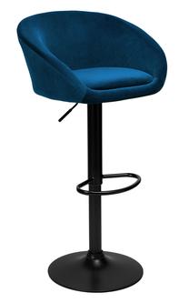 Baro kėdė Paterson Velvet TOH3098, matinė, mėlyna sp./juoda sp., 36 cm x 53 cm x 82 - 102 cm