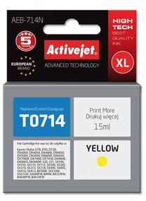 Rašalinio spausdintuvo kasetė ActiveJet Supreme T0714, geltona sp., 15 ml