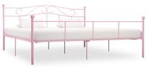 Lova dvigulė VLX Metal, 200 x 200 cm, rožinė sp., be čiužinio, su grotelėmis
