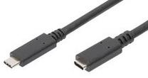 Kabelis Assmann Digitus, 2 x USB-C female, 200 cm, melna krās.