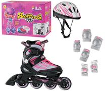 Riedučiai Fila J-One Combo Girl 3Set, sidabro sp./juoda sp./rožinė sp., 32-36