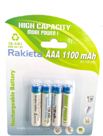 Įkraunamas elementas Rakieta, AAA, 1100 mAh, 4 vnt.