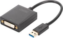 Adapteris Digitus USB 3.0 to DVI Adapter USB 3.0, DVI-D, melna krās.