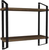 Sieninė lentyna Kalune Design Arno, juoda sp./riešuto sp., 47 cm x 14.5 cm x 45 cm
