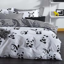 Vaikiškas patalynės užvalkalų komplektas Mijolnir Panda 143EPJ4278, balta sp./juoda sp., 200 x 220 cm